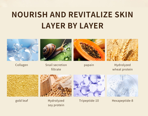 ชุดผลิตภัณฑ์ดูแลผิวหน้าทองคำ 24K ปี 2024 ยอดนิยม ผสมสารสกัดจากหอยทาก ช่วยให้ผิวขาวกระจ่างใส ชุ่มชื้น ฟื้นฟู บำรุง ลดเลือนริ้วรอย ต่อต้านริ้วรอยแห่งวัย รับผลิตแบบ OEM/ODM - Product Image 6