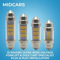 Ampoule LED à large plage de tension, type Festoon, 10V-48VDC, 31mm, 36mm, 39mm, 42mm, lampe de remplacement universelle pour chariot élévateur, camping-car, marine, solaire