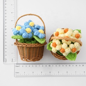 Cesta de Flores de Ganchillo Multicolor, Adorno de Lana Tejida para Plantas, Decoración del Hogar, San Valentín, Año Nuevo - Product Image 2