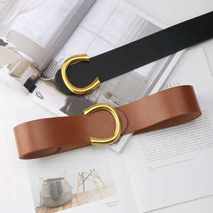 <span class=keywords><strong>Ceinture</strong></span> en cuir PU pour <span class=keywords><strong>femme</strong></span>, marque de luxe, haut de gamme, en forme de lettre C, pour l'hiver, manteaux - Product Image 2