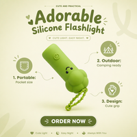 Lampe torche LED portable en gros, mini lampe de poche, veilleuse LED mignonne pour enfants, lampe rechargeable USB