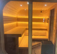 Sauna extérieur compact moderne, alimenté électriquement, design en forme de cube, pour jardin, loisirs, usage résidentiel à long terme, bien-être
