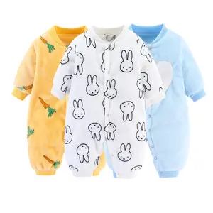 Novo estilo macacão infantil, pijama simples para bebês, manga comprida, macacão confortável, roupas macias