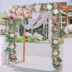 Guirlande de roses artificielles en soie, fleurs de mariage, décoration, rose champagne, bleu, série Fujijo Hana - Product Image 1