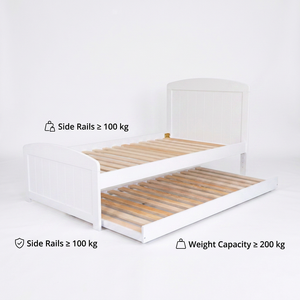 Cama Doble de Plataforma de Madera Radiata de Estilo Europeo Versátil con Función Integrada de Ruedas Desplegables, Diseño Inteligente que Ahorra Espacio para Dormitorios - Product Image 2