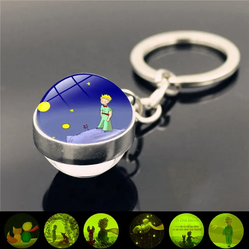 Solar System Metal Double Sided Glass Ball Pendant Key Ring Holder Earth Mars Saturn Galaxy Nebula Key Chain Gifts