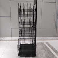 Présentoir personnalisé simple face en treillis métallique léger pour supermarché avec étagère mobile et panier