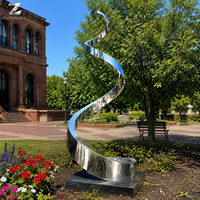 Escultura Espiral de Acero Inoxidable, Artesanía Metálica Personalizable, Arte Abstracto con Espejo para Decoración de Parques, Plazas, Campus, Jardines y Paisajes