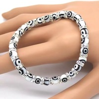 Hot Sale 6mm Buntes Glas Evil Eye Perlen Armband Legierung Diamantring Elastic Fashion Schmuck Armband für Frauen Männer