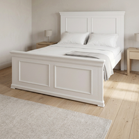 Cadre de lit double spacieux en bois - Lit plateforme vintage européen en Radiata/MDF pour ensemble de chambre à coucher - Meubles de chambre confortables