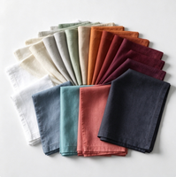 Serviettes de table en lin lavé à la pierre, 100 % lin naturel, teintes unies, carrées, pour la maison, les restaurants et les mariages