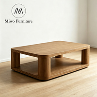 Table basse contemporaine en bois de chêne brun au design carré, table centrale vintage pour salon, hôtel, appartement