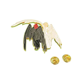 Mitologi Yunani Jatuh Malaikat setan logam kerah Enamel lencana logam Enamel Pin malaikat dengan Demon Lapel Pin kustom