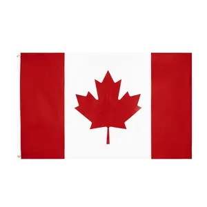 Venta al por mayor de alta calidad Durable 3 * 5FT poliéster Canadá Bandera Nacional