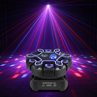 Luz de Escenario Multiefecto con 12 Brazos Giratorios, LED RGBW, Láser, Control DMX512/Activación por Sonido, para Hotel, Espectáculos en Vivo, KTV