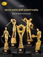 Trophées sportifs de golf et de badminton ; Trophées sportifs personnalisés en résine de cristal artificiel plaqué or pour les compétitions