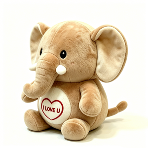 Customized <b>elephant</b> plush with love message embroidery, cute chubby <b>elephant</b> plush <b>gift</b> with red heart design - Product Image 3