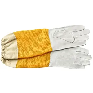 Yellow Ventilated Ventilated Beekeeping Gloves Sheepskin Leather safety Protective Equipment for Beekeeping