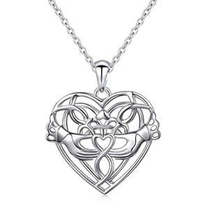 Ciondolo a cuore placcato argento con design a nodo celtico, gioiello romantico da regalo, ciondolo unisex alla moda, collana in lega di zinco - Product Image 1