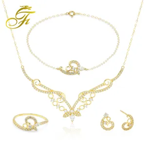 Çin altın takı seti düğün mücevher tasarımları kolye setleri kadınlar için gerçek 18k altın saf takı seti s