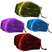 Masque LED néon lumineux 3D en forme de D, irisé, réutilisable, pour Halloween, Rave, Club