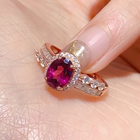 Factory Wholesale Custom 925 Sterling Silver Oval Cut Natural Garnet Gemstone 6mm8mm Birthstone Luxury Simple Fashion Party