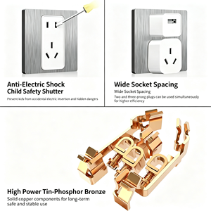 <span class=keywords><strong>Interruttore</strong></span> a 2 vie con pannello grande senza bordi certificato CE, finitura argento spazzolato, più <span class=keywords><strong>presa</strong></span> a muro domestica a 5 pin da 10A - Product Image 3