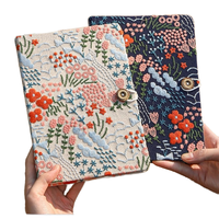 Carnet de notes de poche à couverture rigide imprimé UV en PVC/papier à feuilles mobiles en spirale, broderie florale A6 de haute qualité
