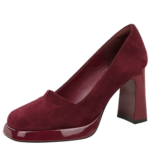 Zapatos de Tacón Alto Retro de Alta Calidad con Punta Cuadrada de Gamuza para Mujer, Estilo Mary Jane, Impermeables, con Plataforma y Tacón Grueso, para Primavera - Product Image 1