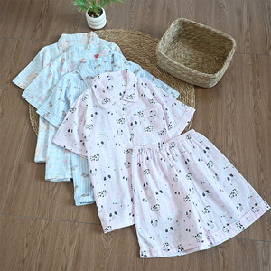 Femmes décontracté été dessin animé imprimé pyjamas costume respirant coton à manches courtes pantalon Shorts taille élastique avant Logo vêtements <span class=keywords><strong>de</strong></span> maison - Product Image 3
