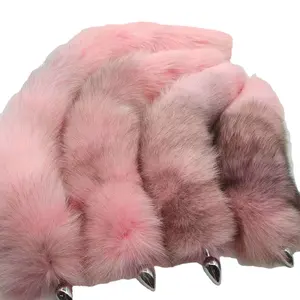 Long pink foxtail cosplay various sizes optional butt plug removable for cleaning