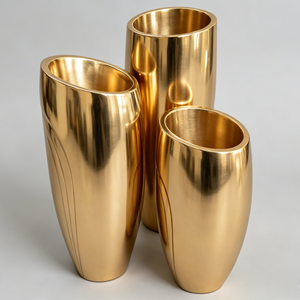 Macetas Altas de Metal Dorado, Centros de Mesa de Lujo para Bodas, Florero para Decoración de Vestíbulos de Hotel, Macetero de Pie - Product Image 3
