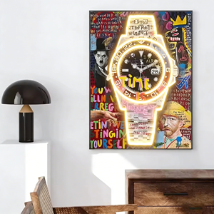Décoration d'intérieur moderne : Tableau lumineux LED en porcelaine effet cristal diamant, Horloges tendance, <span class=keywords><strong>Art</strong></span> encadré imprimé pop style graffiti mural urbain - Product Image 1
