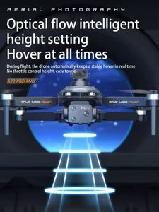 โดรนควบคุมระยะไกลหน้าจอใหญ่4.5นิ้ว A22 PRO MAX พร้อมกล้อง4K และระบบบอกตำแหน่งการไหลของแสง GPS โดรน - Product Image 5