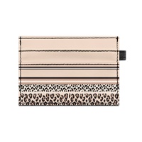 Tempat Kartu PU Custom Cetak Sesuai Permintaan, Motif Leopard Cetak Dua Sisi, Desain Ringkas Elegan, Penutup Kancing, Mudah untuk Kartu Kredit