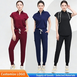 Tenue médicale à col mandarin personnalisable avec LOGO – Ensemble 2 pièces pour professionnels de la santé (femmes et hommes) – Sehe Fashion - Product Image 1