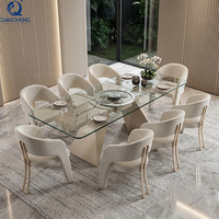 Table à manger extensible en verre pour 6 à 8 personnes, avec plateau tournant électrique, base en acier inoxydable 201, fabrication directe d'usine, OEM ODM