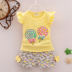 Conjuntos de Ropa para Bebés Niñas, Conjunto de Dos Piezas Blanco, Chaleco de Algodón con Estampado de Dibujos Animados + Pantalones Cortos con Decoración de Lazo, Ropa Infantil - Product Image 3
