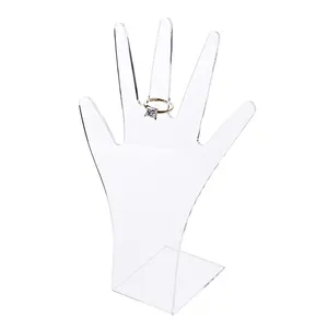 Desktop Hand Shape Clear Acrylic Ring Display Stand Acrylic Hand For Wedding Ring Display