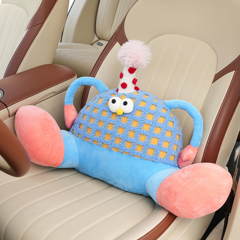 Support lombaire en peluche Bigfoot Monster à carreaux bleus
