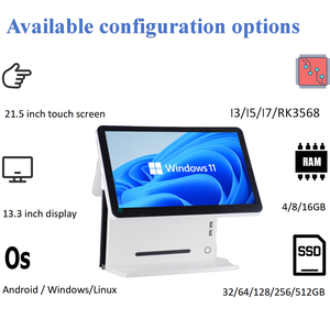 Système de point de vente tout-en-un, écran tactile capacitif, <span class=keywords><strong>caisse</strong></span> enregistreuse, double système d'exploitation Windows et Android, terminal de point de vente 15,6 pouces, écran 11,6 pouces - Product Image 5
