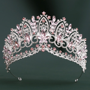 Corona con Diamanti Rossi <span class=keywords><strong>in</strong></span> Stile Europeo e Americano, Corona da Principessa <span class=keywords><strong>in</strong></span> Lega per Compleanno, Accessorio per Abito da <span class=keywords><strong>Sposa</strong></span> - Product Image 5