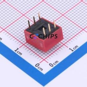DSWB03LHGETR DIP Switch Switch Flat Toggle, Raised Type Single Pole Single Throw 3 PC Pin - Product Image 2