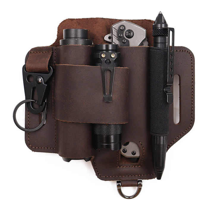 Edc Multi Functional Tool Kit Portable Leather Tool Storage Waist Bag