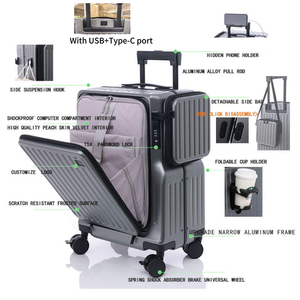 Valise d'affaires élite à double ouverture transfrontalière de 20 pouces, cadre en aluminium, avec serrure TSA, étanche, ultra-légère - Product Image 3