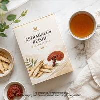 Mélange de tisanes botaniques naturelles avec des tranches d'Astragale, du Ganoderma Lucidum, des baies de Goji et des dattes rouges
