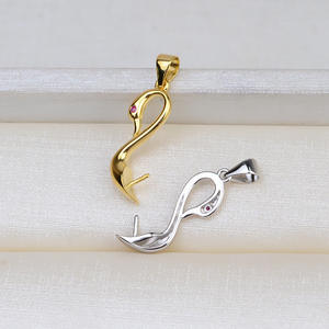Handmade DIY S925 Silver Baroque Pendant Single-Sided Necklace Shaped Pearl with a Small Swan Head <b>Jewelry</b> <b>Findings</b> & <b>Components</b> - Product Image 2