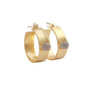 Juego de Aretes de Aro Ovalados con Piedras de Opalita Estilo Clásico, Chapados en Oro sobre Latón, Joyería para Mujer, para Fiestas de Aniversario - Product Image 6