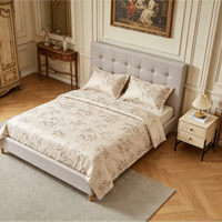 Lit king size de style européen moderne, pas besoin de sommier, lit plateforme avec rangement en lin, taille complète