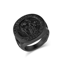 Bague en acier inoxydable Vintage Ashion Popular Retro Patron Saint Christopher
